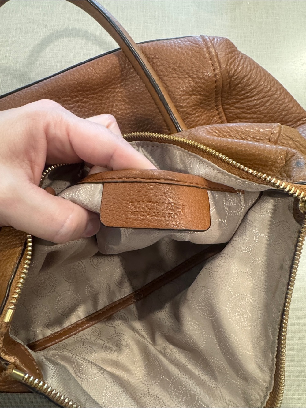 Michael Kors Cognac Leather Satchel with Gold Hardware - Picture 8 of 10